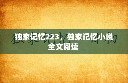 独家记忆223，独家记忆小说全文阅读 